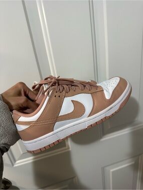 Nike Dunk Low-style Sneakers in Beige and White